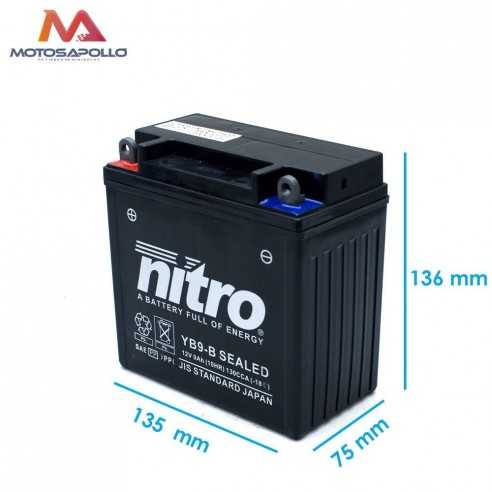 Batería AGM gel 12V-9Ah Nitro Motosapollo.com