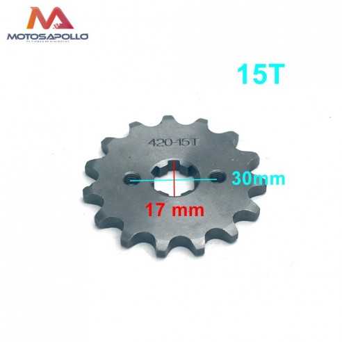 Piñon salida 420 15T 17mm pit bike - Motosapollo.com